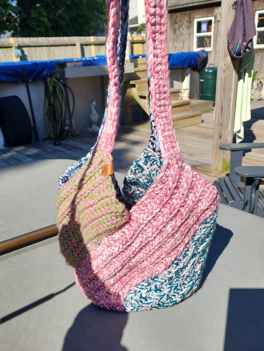 Elegant Multicolor Crochet Shoulder Bag